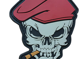 Red Beret Skull With Cigar - PVC Patch