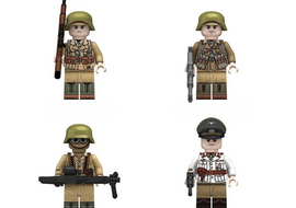 WWII - German Afrika Korps General Rommel and Bodyguards 4 Man Set - Mil-Blox