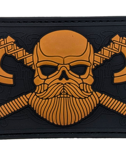Viking Skull With Cross Axes - Bronze PVC Patch