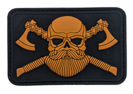 Viking Skull With Cross Axes - Bronze PVC Patch