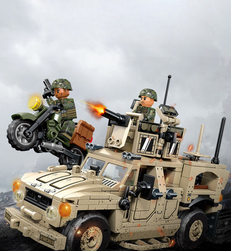 MRAP (Mine-Resistant Ambush Protected) Vehicle With Motorcycle - Mil-Blox