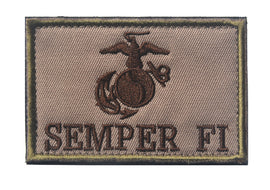 Semper Fi With EGA - Brown and Tan - Embroidered Patch