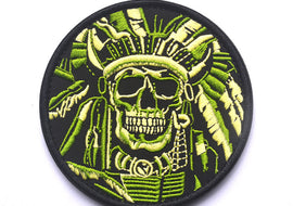 Indian Chief Skull With Headdress - Embroidered Patch