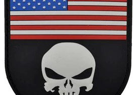 Skull With American Flag - PVC Patch