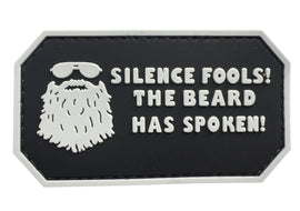 Silence Fools! The Beard has Spoken - Black - PVC Patch - Tactically Suited