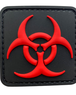 Biohazard Square - Black and Red - PVC Patch - Tactically Suited