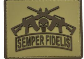 Semper Fidelis with Punisher and Rifles - Coyote Tan - PVC Patch - Tactically Suited