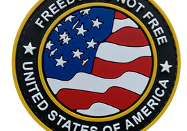 Round US Flag and Freedom is Not Free - Gold Version - PVC Patch - Tactically Suited