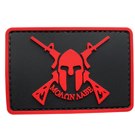 Molon Labe Spartan with Two Rifles - Red - PVC Patch - Tactically Suited