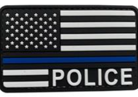 Thin Blue Line Flag with POLICE - PVC Patch - Tactically Suited