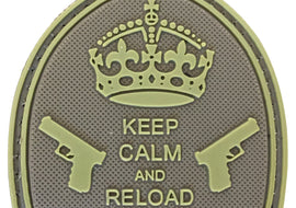 Keep Calm and Reload Carved Background PVC Patch Coyote Tan