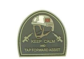 Keep Calm and Tap Forward Assist Carved Background PVC Patch Coyote Tan