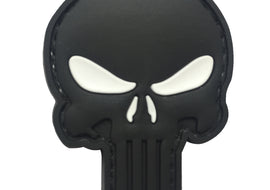 Skull Cut Out PVC Patch White Eyes