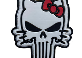 Tactical Kitty Skull PVC Patch White and Pink