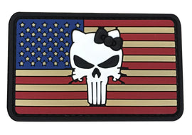 US Flag with Tactical Kitty Skull PVC Patch