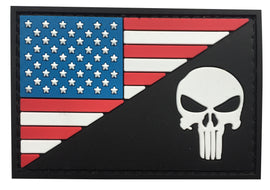 US Flag with Punisher - Black Eyes - PVC Patch - Tactically Suited