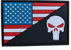 US Flag with Punisher - Red Eyes - PVC Patch - Tactically Suited