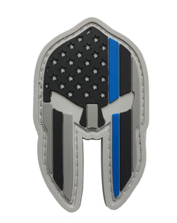 Spartan Helmet US flag PVC Patch with Thin Blue Line