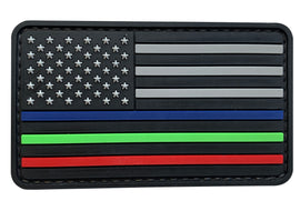 US Flag Forward PVC Patch with Thin Blue and Green and Red Line