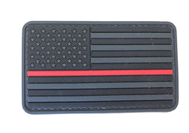US Flag Forward PVC Patch Black and Dark Gray with Thin Red Line