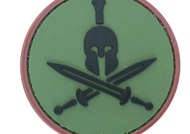 Round Spartan Molon Labe PVC Patch - Green and Black