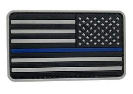 US Flag Reverse PVC Patch Black and Light Gray with Blue Line