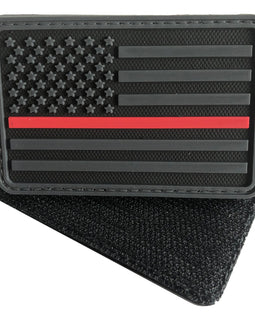 3D US Flag Forward PVC Patch Black and Thin Red Line - Short