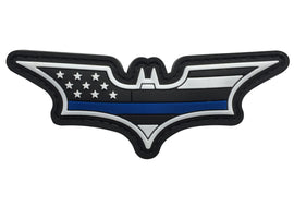 Bat PVC Patch Black and White US Flag with Thin Blue Line