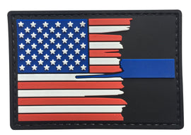 Tattered Thin Blue Line / US Flag - PVC Patch - Tactically Suited