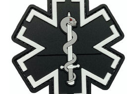 Medic Paramedic EMS EMT Medical Star Of Life PVC Patch - Black and Gray