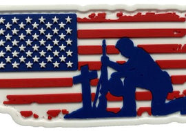 US Flag with Military Soldier - Fallen but Not Forgotten PVC Patch Full Color