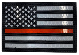 Reflective US Flag Patch Forward With Thin Red Line