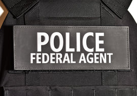 Reflective Plate Carrier Patch (3"x8") - POLICE FEDERAL AGENT - Tactically Suited