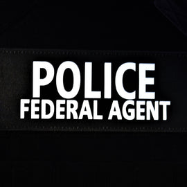 Reflective Plate Carrier Patch (3"x8") - POLICE FEDERAL AGENT - Tactically Suited