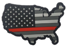 US Flag Map PVC Patch with Red Line