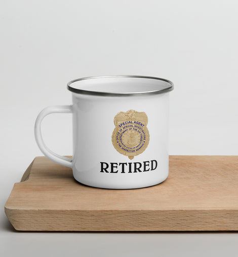 AFOSI Retired Badge and Shield - Enamel Camp Mug - White