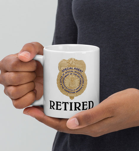 AFOSI Retired Badge and Shield Coffee Mug - White